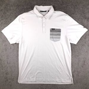 Travis Mathew Shirt Mens XL White Short Sleeve Pocket Polo Golf Casual Cotton